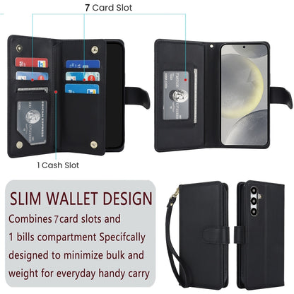 For Samsung Galaxy S24+ / S25+ 5G Multi-Card Wallet RFID Leather Phone Case(Black) - Galaxy S24+ 5G Cases by buy2fix | Online Shopping UK | buy2fix