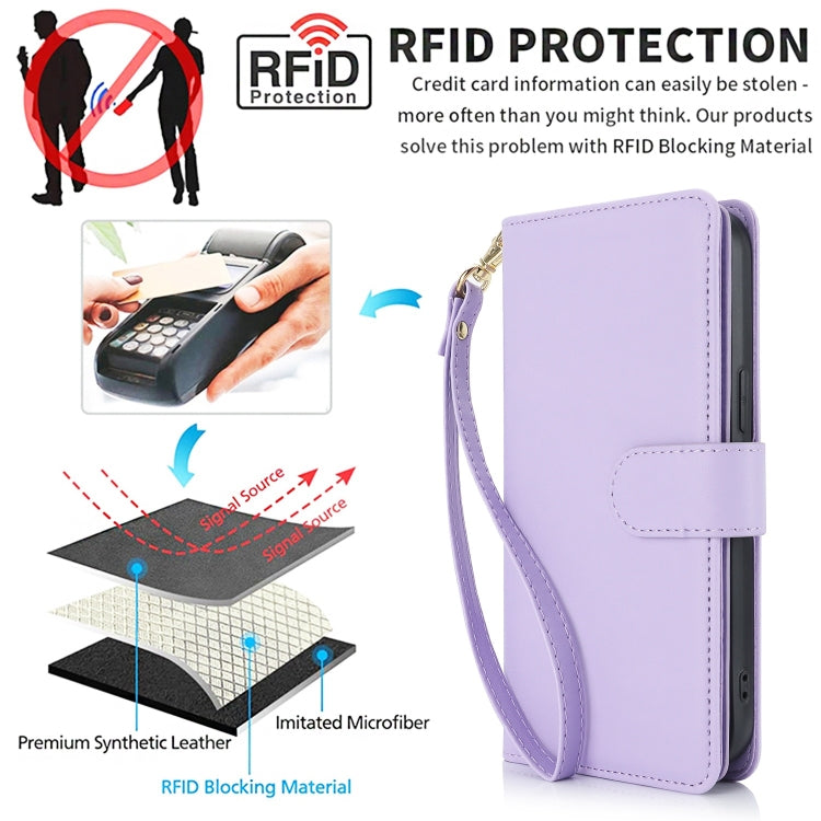 For Samsung Galaxy S24+ / S25+ 5G Multi-Card Wallet RFID Leather Phone Case(Light Purple) - Galaxy S24+ 5G Cases by buy2fix | Online Shopping UK | buy2fix