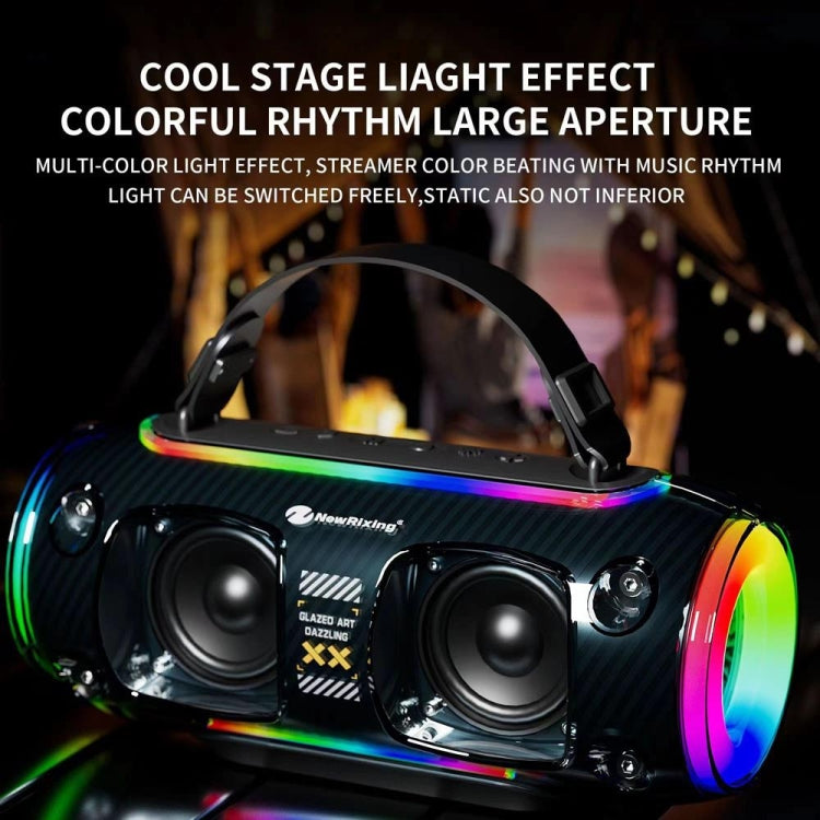 New Rixing NR8806 Portable Outdoor Wireless Bluetooth Speaker RGB Colorful Subwoofer, Style:Without Mic(Black) - Desktop Speaker by NewRixing | Online Shopping UK | buy2fix