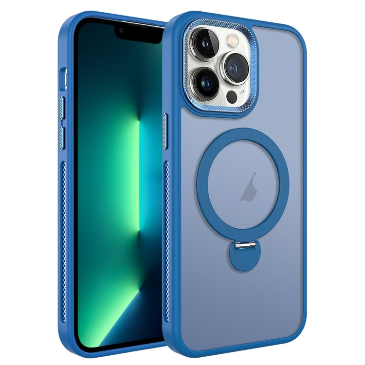 For iPhone 13 Pro Max MagSafe Magnetic Holder Breathable Phone Case(Blue) - iPhone 13 Pro Max Cases by buy2fix | Online Shopping UK | buy2fix