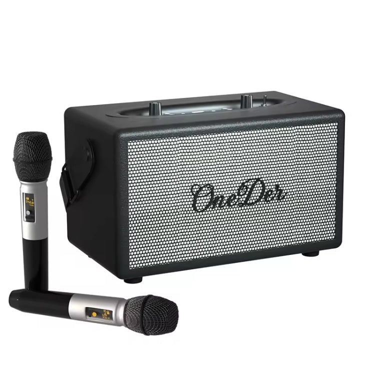 Oneder D7 Bluetooth Speaker Outdoor Karaoke Wireless Speakers With Two Mic(Black) - Desktop Speaker by OneDer | Online Shopping UK | buy2fix