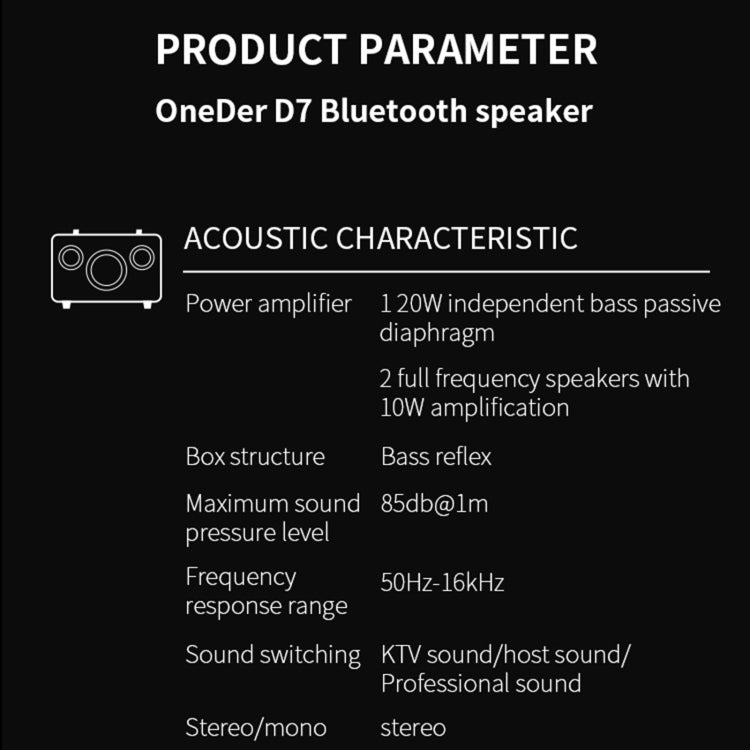 Oneder D7 Bluetooth Speaker Outdoor Karaoke Wireless Speakers With Two Mic(Black) - Desktop Speaker by OneDer | Online Shopping UK | buy2fix