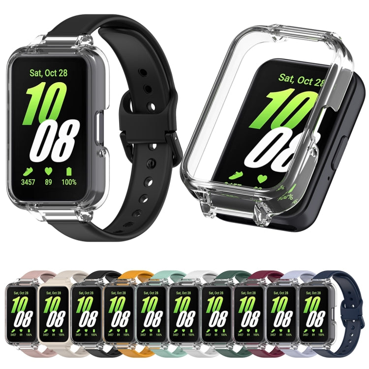 For Samsung Galaxy Fit 3 Half Coverage PC Watch Case + Silicone Watch Band Set(Black) - Watch Bands by buy2fix | Online Shopping UK | buy2fix