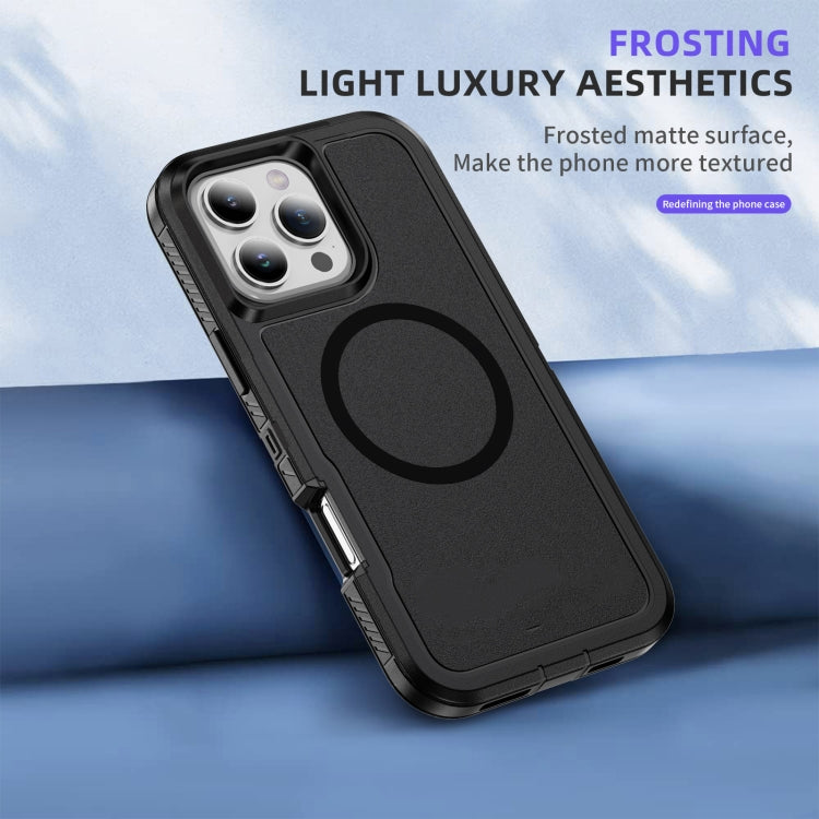 For iPhone 16 Pro Guard Magsafe Magnetic Ring Matte Phone Case(Black) - iPhone 16 Pro Cases by buy2fix | Online Shopping UK | buy2fix