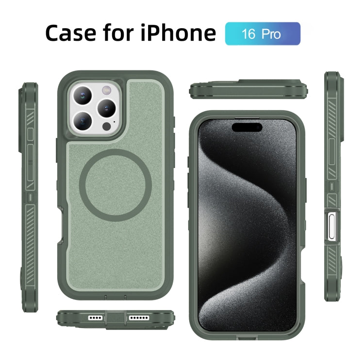 For iPhone 16 Pro Guard Magsafe Magnetic Ring Matte Phone Case(Green) - iPhone 16 Pro Cases by buy2fix | Online Shopping UK | buy2fix