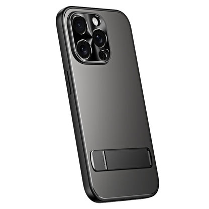 For iPhone 12 Pro R-JUST RJ-61 Electroplating Frosted TPU + PC Phone Case with Holder(Grey) - iPhone 12 / 12 Pro Cases by R-JUST | Online Shopping UK | buy2fix