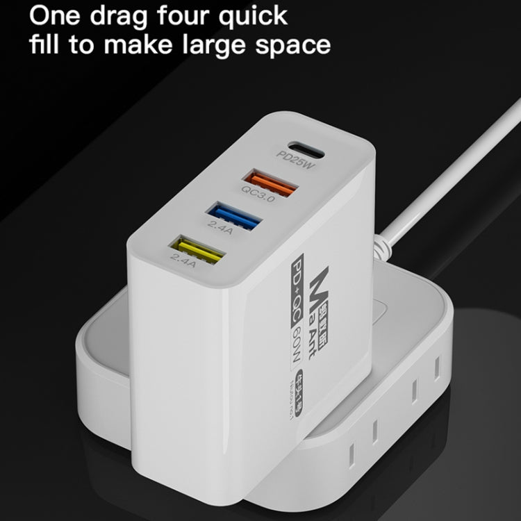 Ma-Ant 60W USB-C/Type-C+3 USB Multi-port Fast Charging Charger, Plug:EU Plug(White) - USB Charger by buy2fix | Online Shopping UK | buy2fix