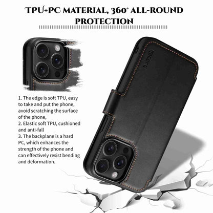 For iPhone 15 Pro Max ESEBLE E1 Nappa Texture MagSafe Holder Leather Phone Case(Black) - iPhone 15 Pro Max Cases by ESEBLE | Online Shopping UK | buy2fix