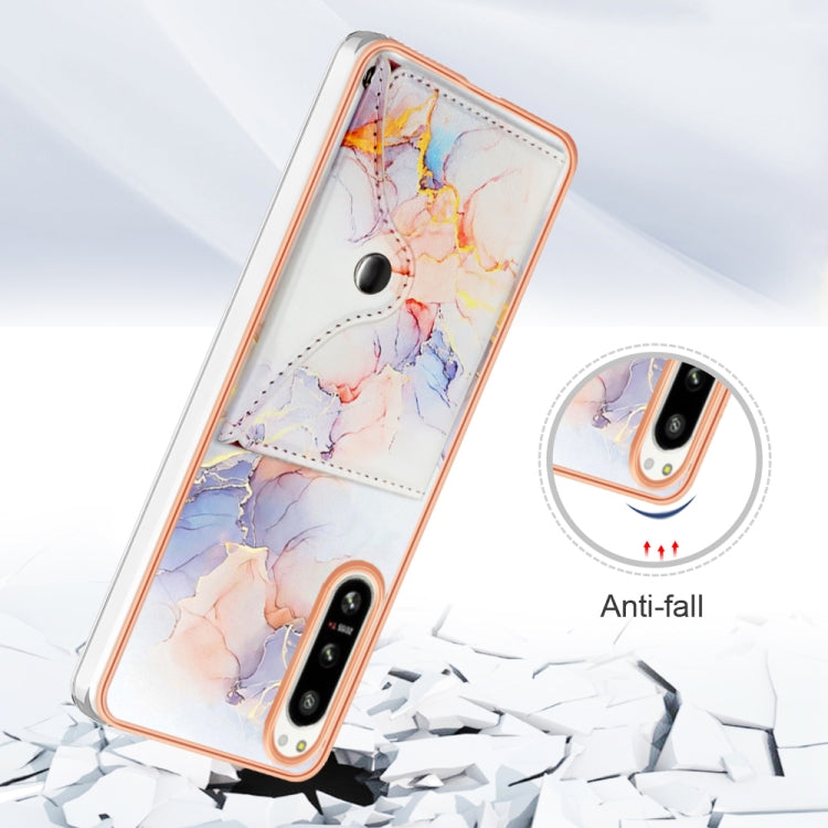 For Sony Xperia 5 IV Marble Pattern IMD Card Slot Phone Case(Galaxy Marble White) - Sony Cases by buy2fix | Online Shopping UK | buy2fix