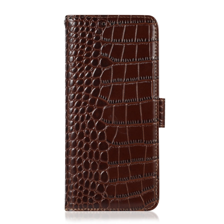 For Google Pixel 9 Pro Crocodile Top Layer Cowhide Leather Phone Case(Brown) - Google Cases by buy2fix | Online Shopping UK | buy2fix