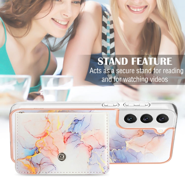 For Samsung Galaxy S22+ 5G Marble Pattern IMD Card Slot Phone Case(Galaxy Marble White) - Galaxy S22+ 5G Cases by buy2fix | Online Shopping UK | buy2fix