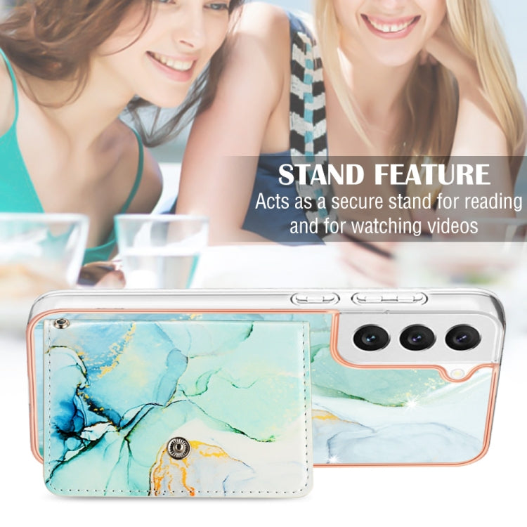 For Samsung Galaxy S23+ 5G Marble Pattern IMD Card Slot Phone Case(Green) - Galaxy S23+ 5G Cases by buy2fix | Online Shopping UK | buy2fix