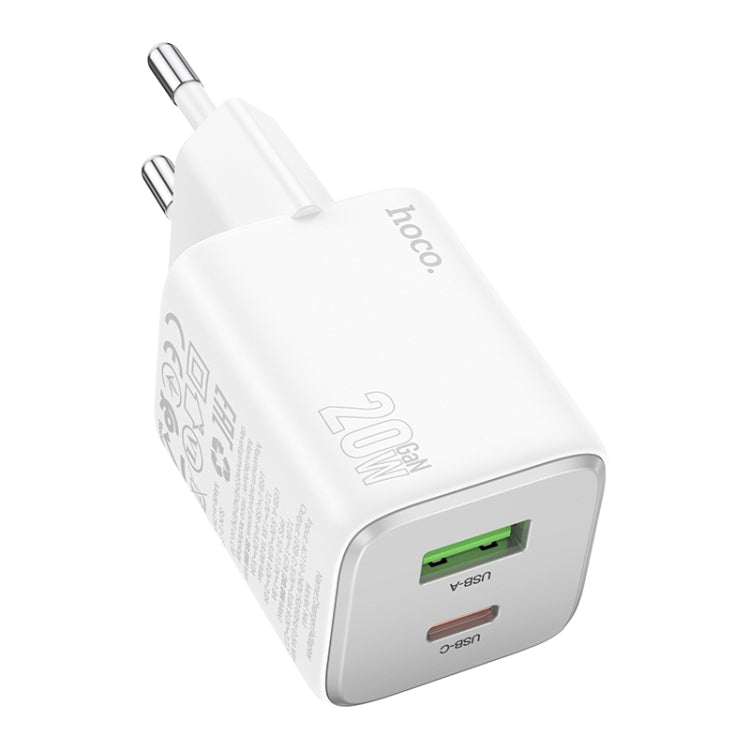 hoco N41 Almighty PD20W Type-C + QC3.0 USB Charger, EU Plug(White) - USB Charger by hoco | Online Shopping UK | buy2fix