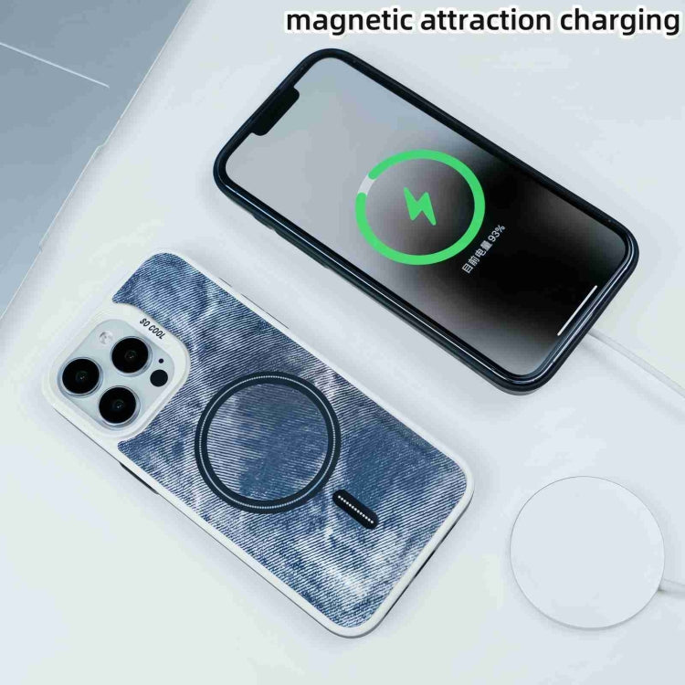 For iPhone 15 Contrast Color Denim MagSafe Magnetic Phone Case(Black) - iPhone 15 Cases by buy2fix | Online Shopping UK | buy2fix