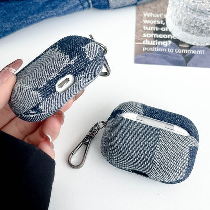 For AirPods 3 Stitching Denim Cloth Bluetooth Earphone Protective Case(Grid) - For AirPods 3 by buy2fix | Online Shopping UK | buy2fix