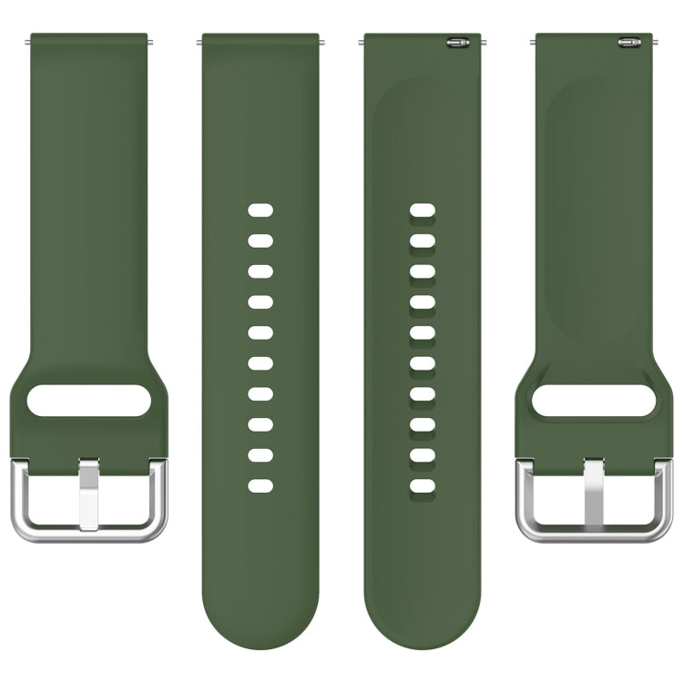 For CMF Watch Pro D395 22mm Solid Color Silver Buckle Silicone Watch Band, Size:S(Army Green) - Watch Bands by buy2fix | Online Shopping UK | buy2fix