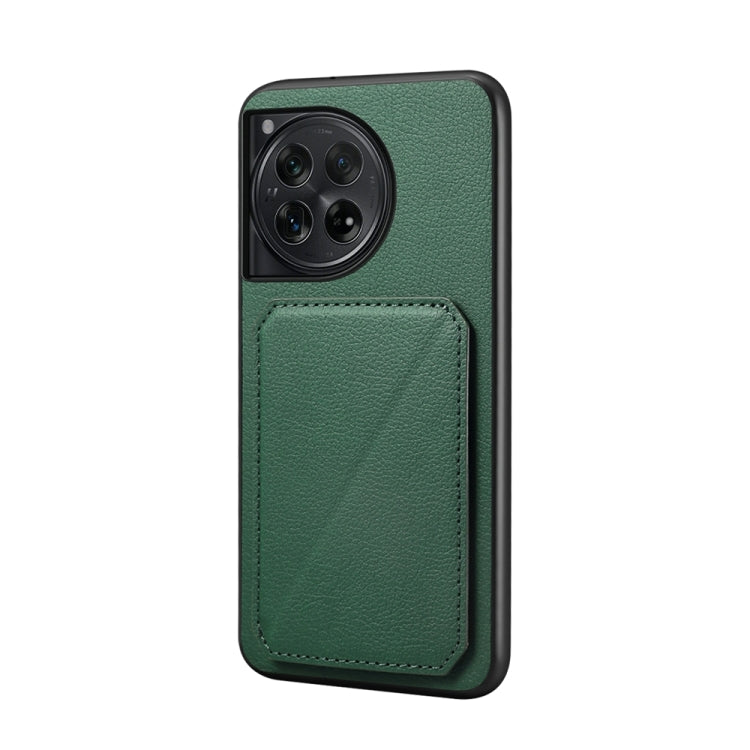 For OnePlus 12 D04 Calf Texture Dual Card Slot Holder Phone Case(Green) - OnePlus Cases by buy2fix | Online Shopping UK | buy2fix