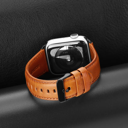 For Apple Watch Ultra 2 49mm DUX DUCIS Business Genuine Leather Watch Strap(Khaki) - Watch Bands by DUX DUCIS | Online Shopping UK | buy2fix