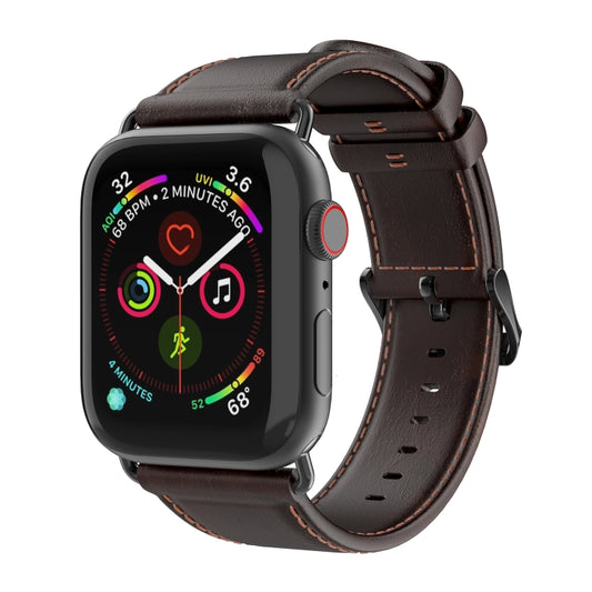 For Apple Watch Series 8 41mm DUX DUCIS Business Genuine Leather Watch Strap(Coffee) - Watch Bands by DUX DUCIS | Online Shopping UK | buy2fix