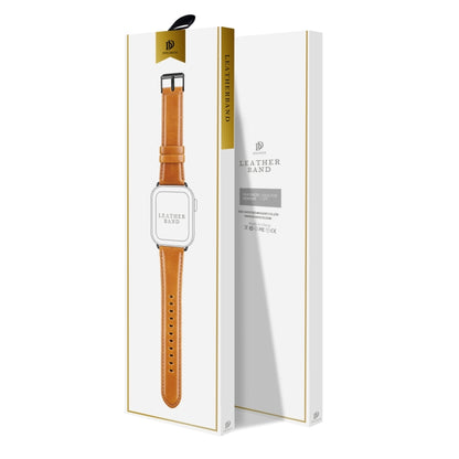 For Apple Watch Series 7 41mm DUX DUCIS Business Genuine Leather Watch Strap(Khaki) - Watch Bands by DUX DUCIS | Online Shopping UK | buy2fix