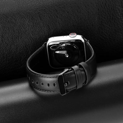 For Apple Watch Series 10 42mm DUX DUCIS Business Genuine Leather Watch Strap(Black) - Watch Bands by DUX DUCIS | Online Shopping UK | buy2fix