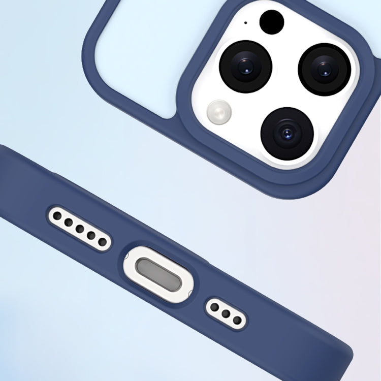 For iPhone 13 Metal Button Skin Feel Matte MagSafe Shockproof Phone Case(Dark Blue) - iPhone 13 Cases by buy2fix | Online Shopping UK | buy2fix