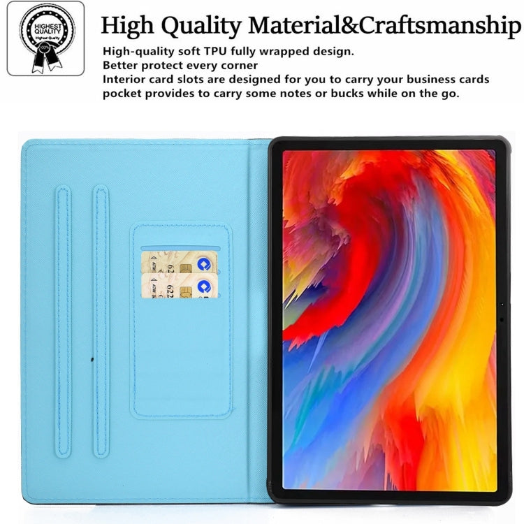 For Lenovo Tab M11 / Xiaoxin Pad 11 2024 Colored Drawing Sewing Pen Slot Leather Tablet Case(Lion) - Lenovo by buy2fix | Online Shopping UK | buy2fix