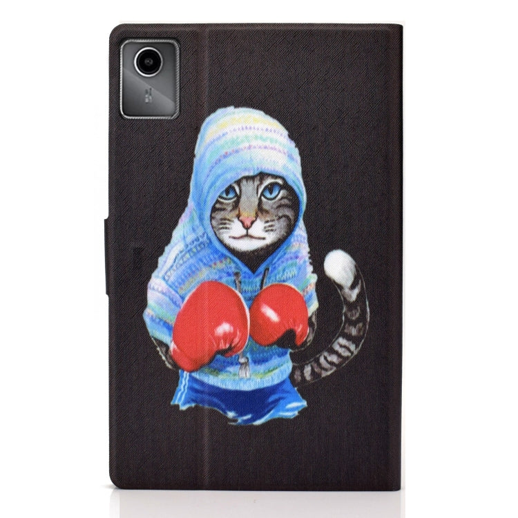 For Lenovo Tab M11 / Xiaoxin Pad 11 2024 Electric Pressed Colored Drawing Smart Leather Tablet Case(Boxing Cat) - Lenovo by buy2fix | Online Shopping UK | buy2fix