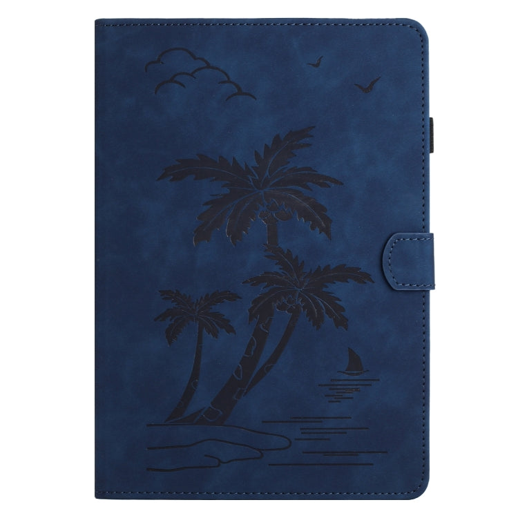 For Samsung Galaxy Tab S9 FE X510/X516B Coconut Tree Embossed Smart Leather Tablet Case(Blue) - Galaxy Tab S9 FE by buy2fix | Online Shopping UK | buy2fix