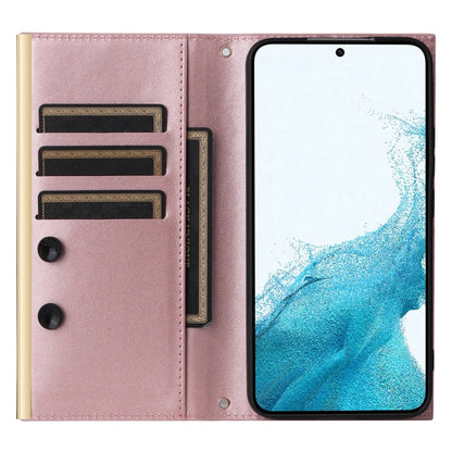 For Samsung Galaxy S22 5G Crossbody Rhombic Sucker Leather Phone Case(Rose Gold) - Galaxy S22 5G Cases by buy2fix | Online Shopping UK | buy2fix