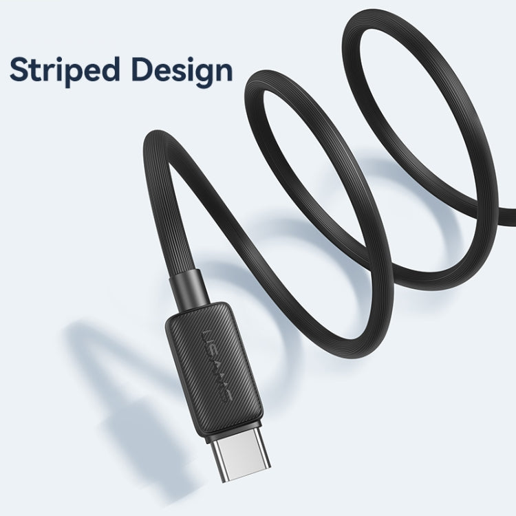 USAMS US-SJ688 USB to USB-C / Type-C 3A Striped Fast Charge Data Cable, Length:1m(Black) - USB-C & Type-C Cable by USAMS | Online Shopping UK | buy2fix