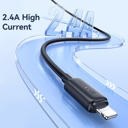 USAMS US-SJ694 USB to 8 Pin 2.4A Striped Fast Charge Data Cable, Length:2m(Black) - Normal Style Cable by USAMS | Online Shopping UK | buy2fix