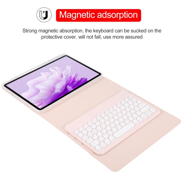 For Huawei MatePad Air 11.5 Round Button Bluetooth Keyboard Rotatable Holder Leather Case(Rose Gold) - Huawei Keyboard by buy2fix | Online Shopping UK | buy2fix