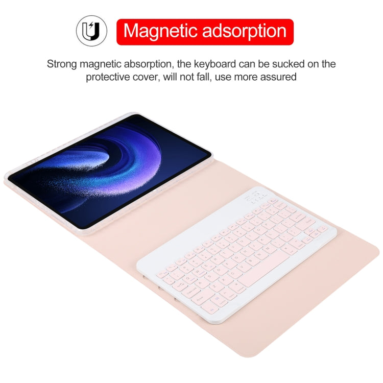 For Xiaomi Pad 6 Square Button Bluetooth Keyboard Rotatable Holder Leather Case(Rose Gold) - Others Keyboard by buy2fix | Online Shopping UK | buy2fix