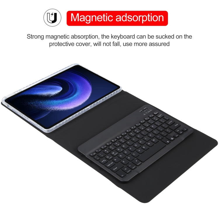 For Xiaomi Pad 6 Square Button Backlight Bluetooth Keyboard Rotatable Holder Leather Case(Black) - Others Keyboard by buy2fix | Online Shopping UK | buy2fix
