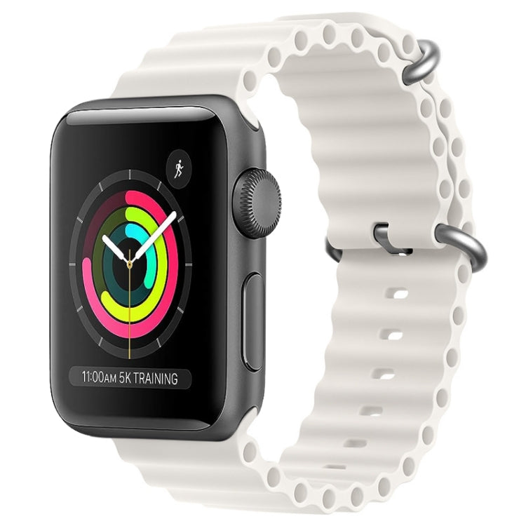 For Apple Watch 42mm ZGA Ocean Silicone Watch Band(White) - Watch Bands by ZGA | Online Shopping UK | buy2fix