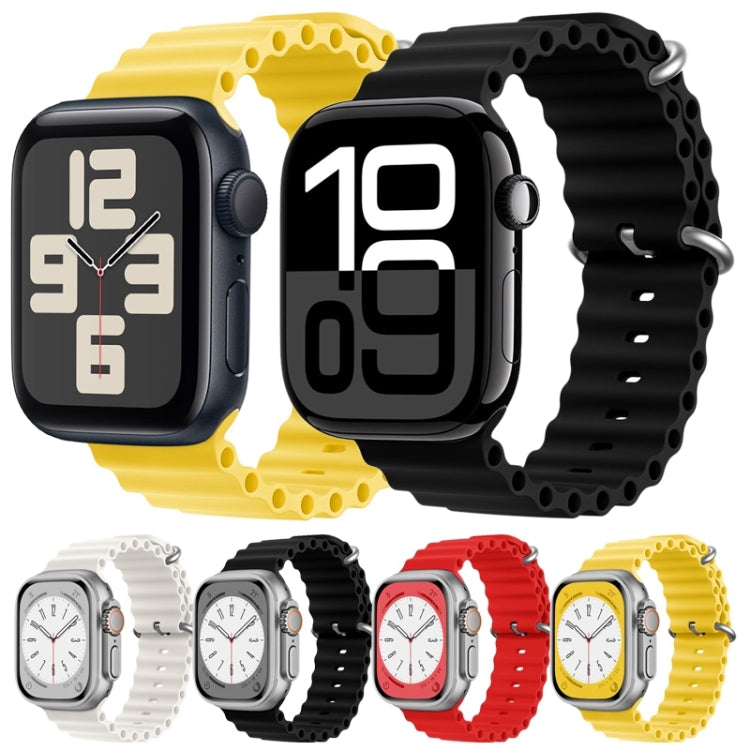 For Apple Watch SE 2023 44mm ZGA Ocean Silicone Watch Band(Yellow) - Watch Bands by ZGA | Online Shopping UK | buy2fix