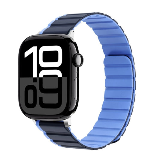 For Apple Watch Series 10 42mm ZGA Two Color Magnetic Silicone Watch Band(Dark Blue+Light Blue) - Watch Bands by ZGA | Online Shopping UK | buy2fix