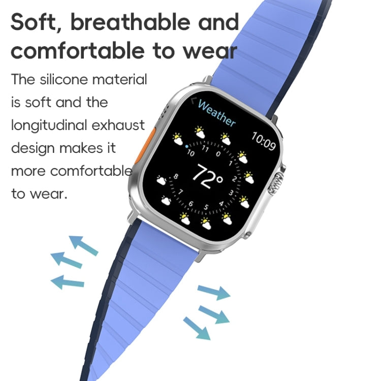 For Apple Watch Series 5 44mm ZGA Two Color Magnetic Silicone Watch Band(Dark Blue+Light Blue) - Watch Bands by ZGA | Online Shopping UK | buy2fix