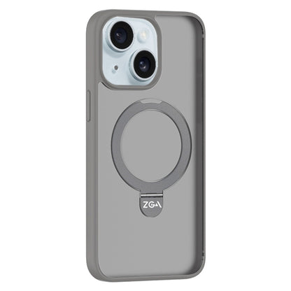 For iPhone 15 Plus ZGA Magsafe Holder PC Hybrid TPU Phone Case(Grey) - iPhone 15 Plus Cases by ZGA | Online Shopping UK | buy2fix