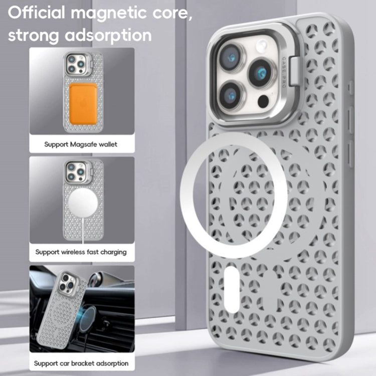 For iPhone 15 Pro Max Hollow Cooling Lens Holder MagSafe Magnetic TPU Phone Case(Orange) - iPhone 15 Pro Max Cases by buy2fix | Online Shopping UK | buy2fix