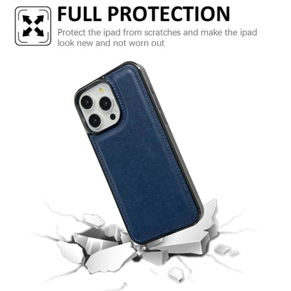 For iPhone 16 Pro Cowhide Texture Back Cover Phone Case(Royal Blue) - iPhone 16 Pro Cases by buy2fix | Online Shopping UK | buy2fix