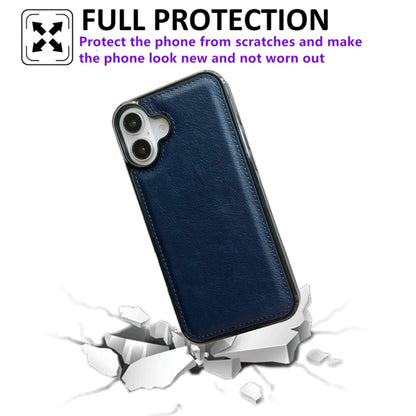 For iPhone 16 Plus Cowhide Texture Back Cover Phone Case(Royal Blue) - iPhone 16 Plus Cases by buy2fix | Online Shopping UK | buy2fix