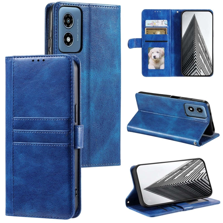 For Motorola Moto G Play 2024 Simple 6-Card Wallet Leather Phone Case(Blue) - Motorola Cases by buy2fix | Online Shopping UK | buy2fix