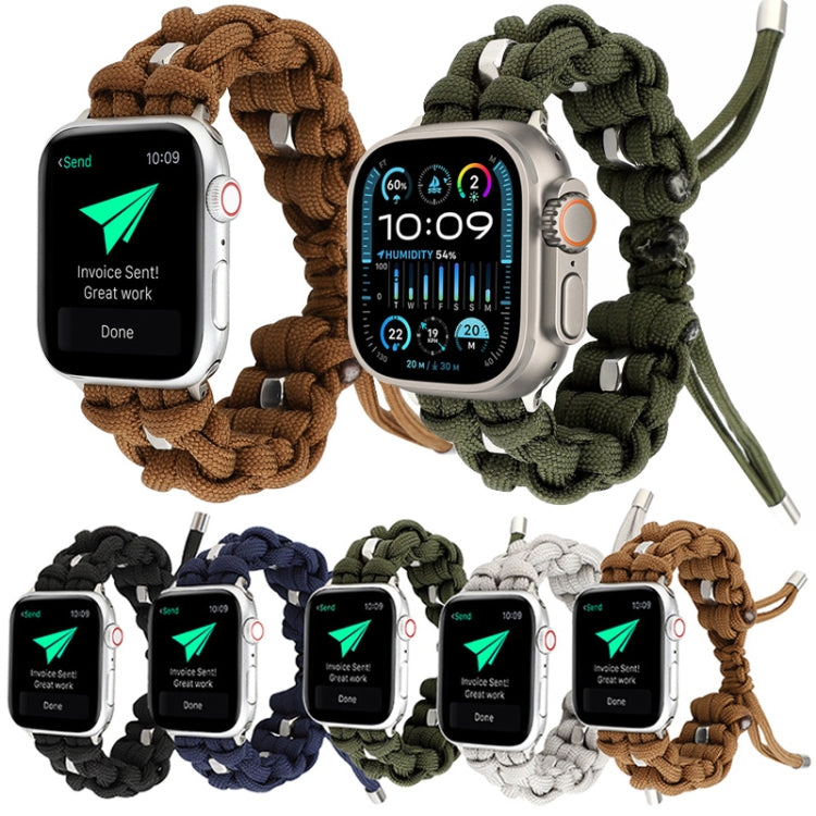 For Apple Watch Ultra 49mm Screw Nut Braided Paracord Watch Band(Coffee) - Watch Bands by buy2fix | Online Shopping UK | buy2fix