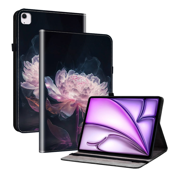 For iPad Air 11 2024 Crystal Texture Painted Leather Smart Tablet Case(Purple Peony) - iPad Air 11 2024 Cases by buy2fix | Online Shopping UK | buy2fix