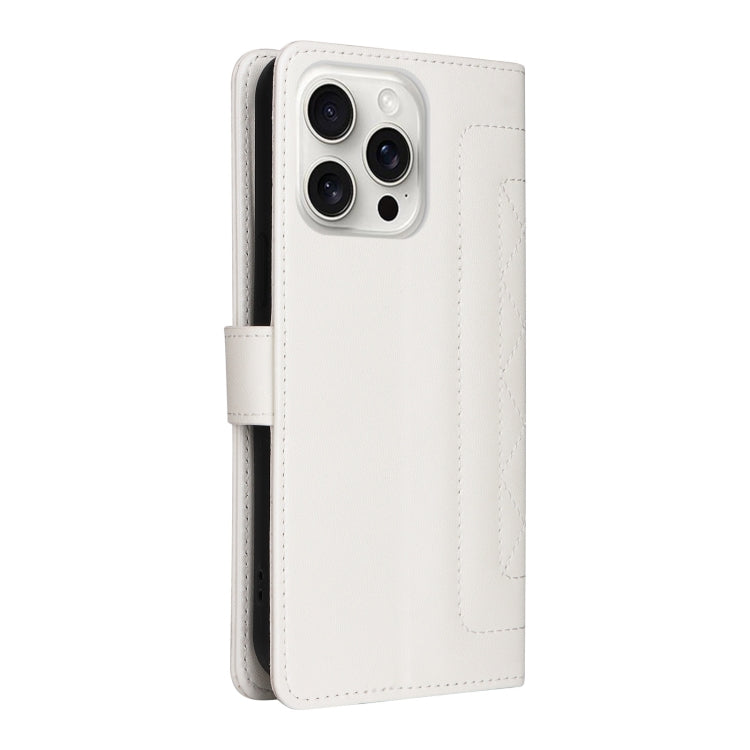 For iPhone 16 Pro Max Diamond Lattice Leather Flip Phone Case(White) - iPhone 16 Pro Max Cases by buy2fix | Online Shopping UK | buy2fix