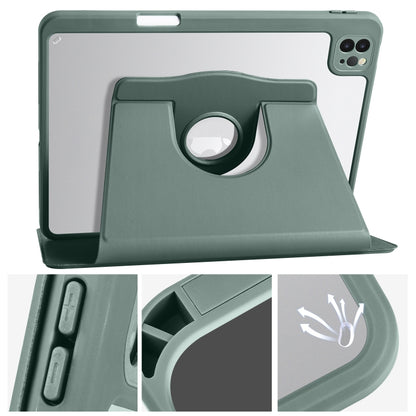 For iPad Air 13 2024 Acrylic 360 Degree Rotation Holder Leather Tablet Case(Pine Green) - iPad Air 13 2024 Cases by buy2fix | Online Shopping UK | buy2fix