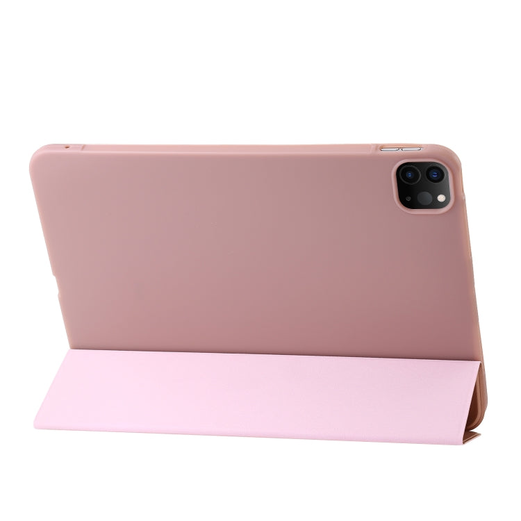 For iPad Pro 11 2024 Three-fold Holder Flip Tablet Leather Case(Rose Gold) - iPad Pro 11 2024 Cases by buy2fix | Online Shopping UK | buy2fix