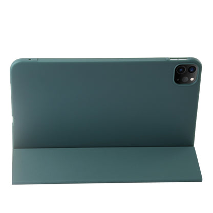 For iPad Pro 11 2024 Three-fold Holder Flip Tablet Leather Case(Dark Green) - iPad Pro 11 2024 Cases by buy2fix | Online Shopping UK | buy2fix